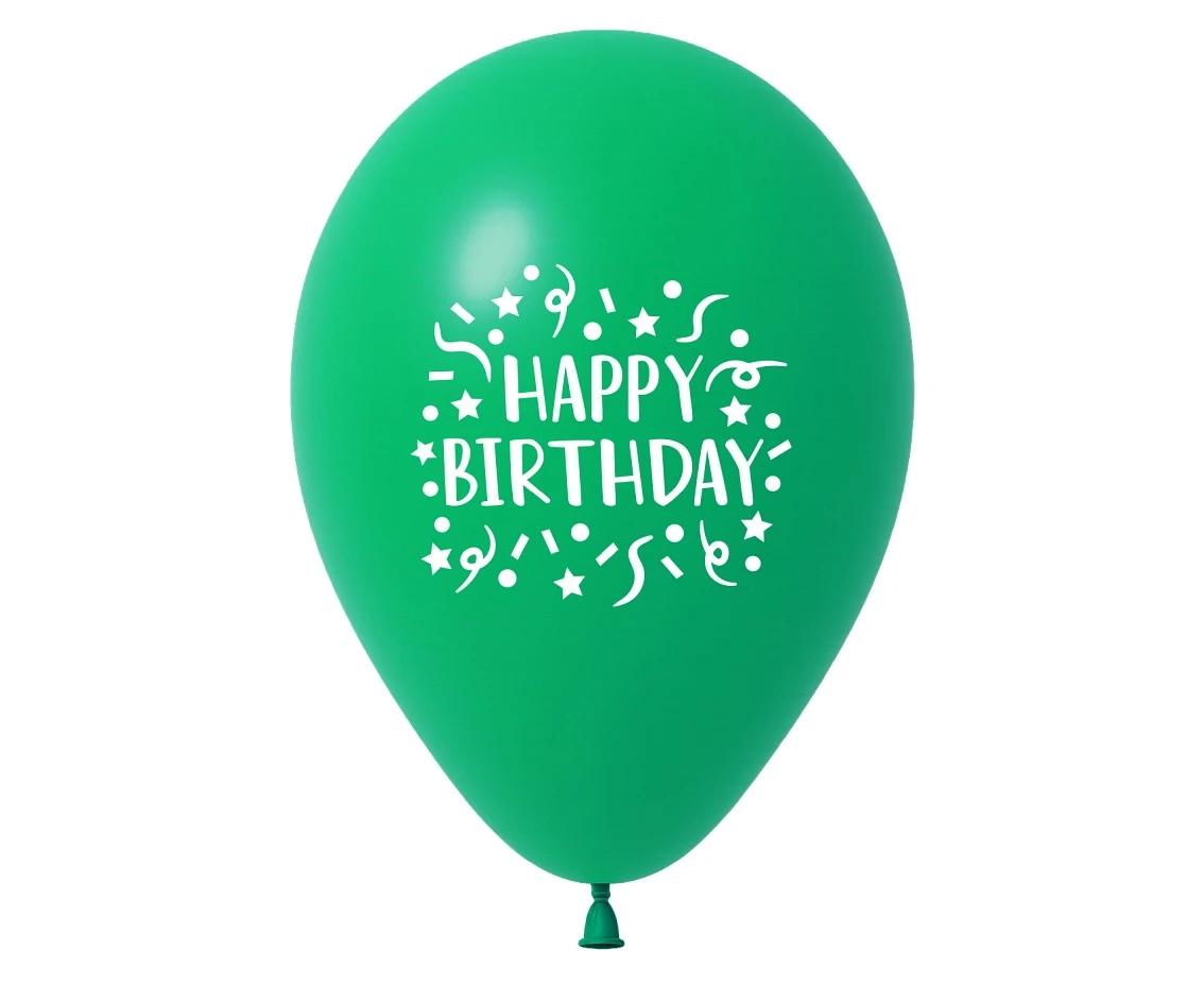 Balony Happy Birthday z konfetti, 12" , 5 szt.
